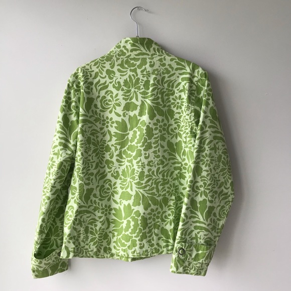 Coldwater Creek green bomber jacket two tone floral cotton St. Patrick’s… - Picture 3 of 8